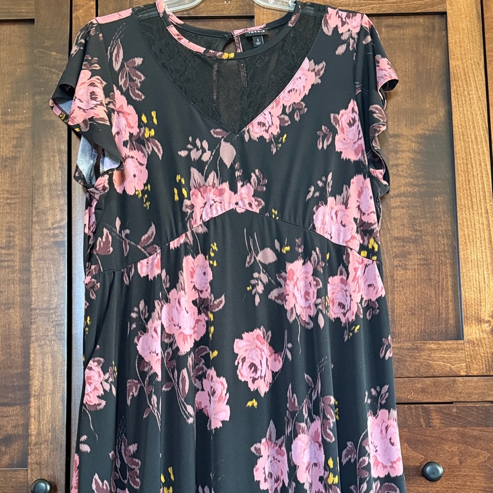Floral Black and Pink Torrid Dress